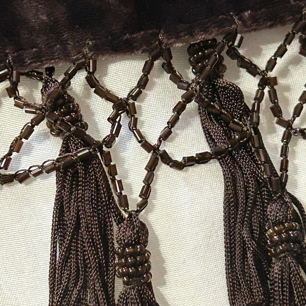 Chelsey by Joseph Burnout Velvet Beaded Tassels Scarf